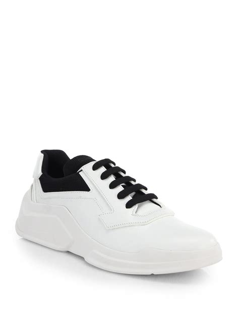 mens prada white shoes|all white prada sneakers.